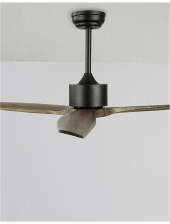 NOVA LUCE stropní ventilátor VENTO tělo z oceli černá a dřevěné listy 5231301