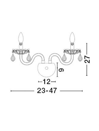 NOVA LUCE nástěnné svítidlo VENEZIA chromovaný hliník sklo a K9 křišťály nastavitelné E14 2x5 W IP20 bez žárovky 536803