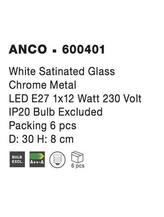 NOVA LUCE stropní svítidlo ANCO matné bílé sklo chromovaný kov E27 1x12 W 600401