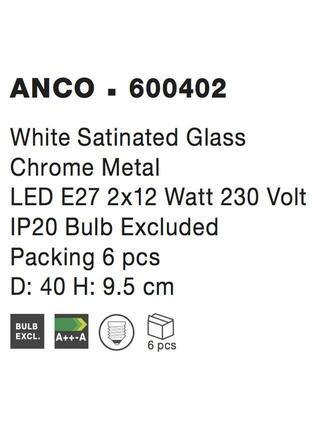 NOVA LUCE stropní svítidlo ANCO matné bílé sklo chromovaný kov E27 2x12W 600402