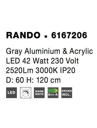 NOVA LUCE závěsné svítidlo RANDO šedý hliník a akryl LED 42W 230V 3000K IP20 6167206