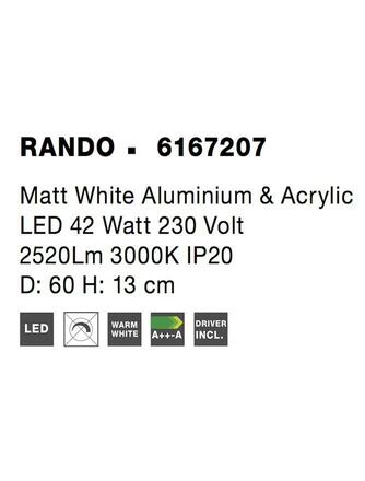 NOVA LUCE stropní svítidlo RANDO matný bílý hliník a akryl LED 42W 230V 3000K IP20 6167207