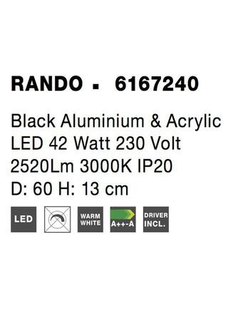 NOVA LUCE stropní svítidlo RANDO černý hliník a akryl LED 42W 230V 3000K IP20 6167240