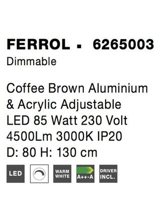 NOVA LUCE závěsné svítidlo FERROL kávově hnědý hliník a akryl nastavitelné LED 85W 3000K IP20 stmívatelné 6265003