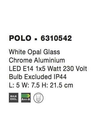 NOVA LUCE nástěnné svítidlo POLO bílé opálové sklo chromovaný hliník E14 1x5W bez žárovky IP44 6310542
