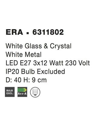 NOVA LUCE stropní svítidlo ERA bílé sklo a křišťál chromovaný kov E27 2x12W 6311802