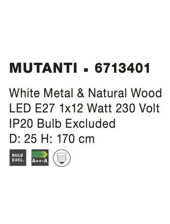 Nova Luce Polohovatelná stojací lampa Mutanti s přírodním dřevem - 1 x 60 W, bílá NV 6713401