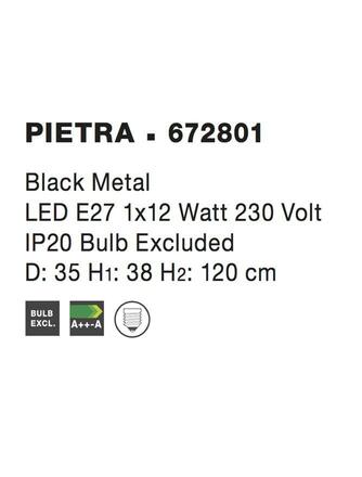 NOVA LUCE závěsné svítidlo PIETRA černý kov E27 1x12W 230V IP20 bez žárovky 672801