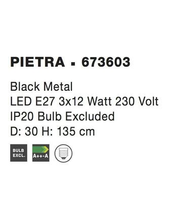 NOVA LUCE závěsné svítidlo PIETRA černý kov E27 3x12 W 673603