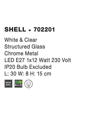 NOVA LUCE nástěnné svítidlo SHELL bílá a čiré strukturované sklo E27 1x12W 702201