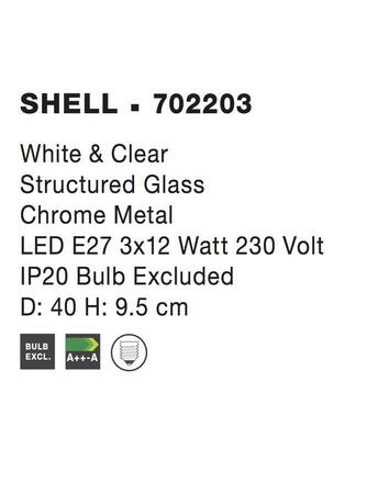 NOVA LUCE stropní svítidlo SHELL bílá a čiré strukturované sklo E27 3x12W 702203