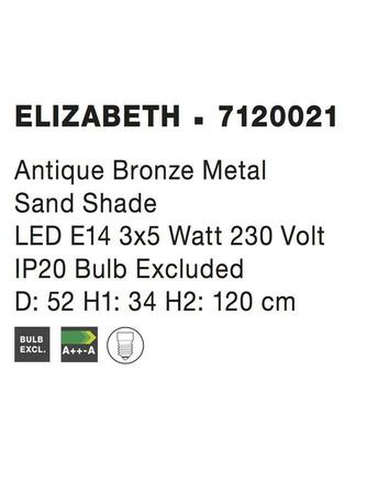 NOVA LUCE závěsné svítidlo ELIZABETH závěsné svítidlo antický bronzový kov pískové stínidlo E14 3x5W 7120021