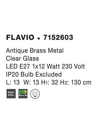 NOVA LUCE závěsné svítidlo FLAVIO antický kov mosaz čiré sklo E27 1x12W 230V IP20 bez žárovky 7152603