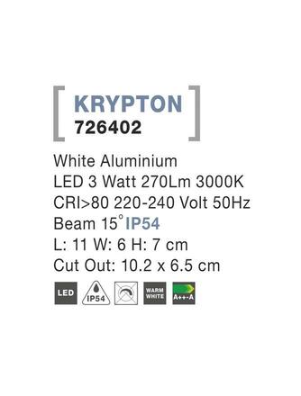 NOVA LUCE venkovní zapuštěné svítidlo do zdi KRYPTON bílý hliník LED 3W 3000K 220-240V 15st. IP54 726402