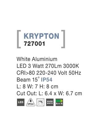 NOVA LUCE venkovní zapuštěné svítidlo do zdi KRYPTON bílý hliník LED 3W 3000K 220-240V 15st. IP54 727001