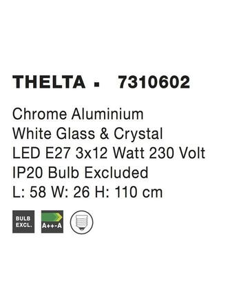 NOVA LUCE závěsné svítidlo THELTA chromovaný hliník bílé sklo a křišťál E27 3x12W IP20 bez žárovky 7310602