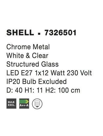 NOVA LUCE závěsné svítidlo SHELL chromovaný kov bílá a čiré strukturované sklo E27 1x12W 7326501