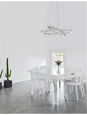NOVA LUCE závěsné svítidlo CELINE chromovaný hliník a křišťál nastavitelné LED 40W 3000K IP20 7403001