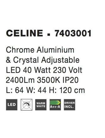 NOVA LUCE závěsné svítidlo CELINE chromovaný hliník a křišťál nastavitelné LED 40W 3000K IP20 7403001