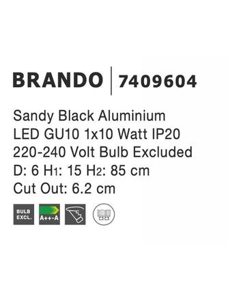 Nova Luce Vestavné výklopné svítidlo Brando - max. 10 W, GU10, pr. 60 x 850 mm, černá NV 7409604