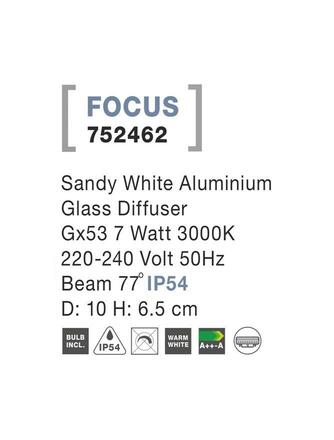 NOVA LUCE venkovní stropní svítidlo FOCUS bílý hliník skleněný difuzor LED GX53 7W 3000K 220-240V 77st. IP54 752462