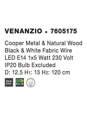 NOVA LUCE závěsné svítidlo VENANZIO měděný kov a přírodní dřevo E14 1x5W IP20 bez žárovky 7605175