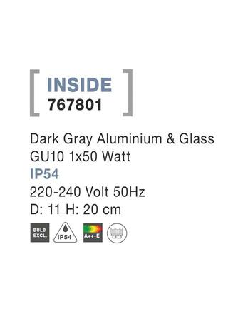 NOVA LUCE venkovní svítidlo s bodcem INSIDE tmavě šedý hliník a sklo GU10 1x7W 220-240V IP54 bez žárovky 767801