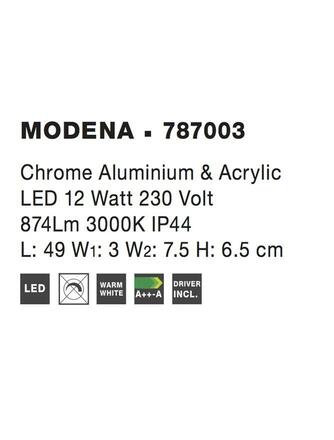 NOVA LUCE nástěnné svítidlo nad zrcadlo MODENA chromovaný hliník a akryl LED 12W 3000K IP44 787003