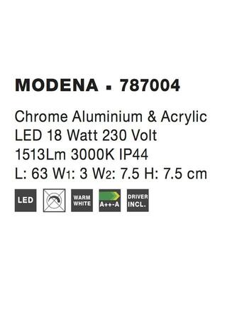 NOVA LUCE nástěnné svítidlo nad zrcadlo MODENA chromovaný hliník a akryl LED 18W 3000K IP44 787004