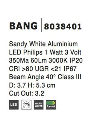 NOVA LUCE venkovní zapuštěné svítidlo do země BANG bílý hliník LED 1W 3V 3000K IP67 8038401