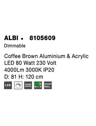 Nova Luce LED závěsné svítidlo Albi ve dvou velikostech a třech barvách - pr. 810 x 60 x 1140 mm, 80 W, 3000 K, hnědé NV 8105609