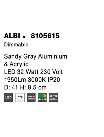 NOVA LUCE stropní svítidlo ALBI šedý hliník a akryl LED 32W 230V 3000K IP20 stmívatelné 8105615