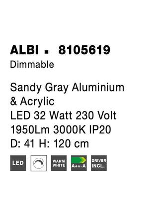 NOVA LUCE závěsné svítidlo ALBI šedý hliník a akryl LED 32W 230V 3000K IP20 stmívatelné 8105619