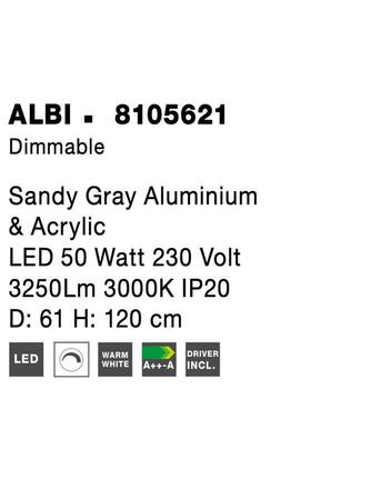 NOVA LUCE závěsné svítidlo ALBI šedý hliník a akryl LED 50W 230V 3000K IP20 stmívatelné 8105621