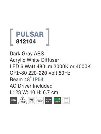 NOVA LUCE venkovní nástěnné svítidlo PULSAR tmavě šedý ABS akrylový bílý difuzor LED 6W 3000K nebo 4000K 220-220V 48st. IP54 812104