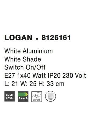 NOVA LUCE nástěnné svítidlo LOGAN bílý hliník bílé stínidlo E27 1x12W vypínač na těle 8126161