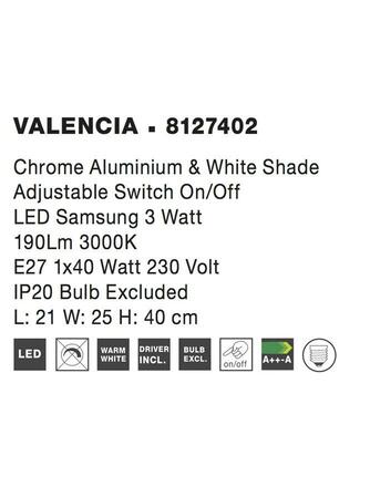 Nova Luce Elegantní nástěnná lampa Valencia s LED diodou na flexibilním rameni - 40 W / 3 W LED, chrom NV 8127402