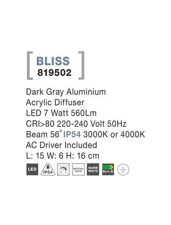 Nova Luce Moderní nástěnné LED svítidlo BLISS NV 819502