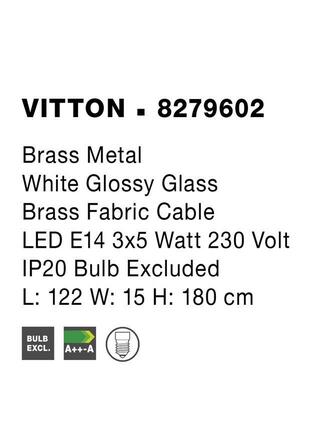 NOVA LUCE závěsné svítidlo VITTON mosazný kov bílé lesklé sklo mosazný kabel E14 3x5W IP20 bez žárovky 8279602
