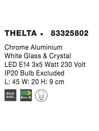 NOVA LUCE nástěnné svítidlo THELTA chromovaný hliník bílé sklo a křišťál E14 2x5W IP20 bez žárovky 83325802