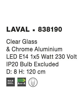 NOVA LUCE závěsné svítidlo LAVAL čiré sklo a chromová základna E14 1x5W 230V IP20 bez žárovky 838190