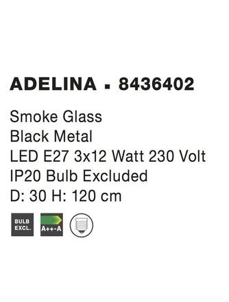 NOVA LUCE závěsné svítidlo ADELINA kouřové sklo černý kov E27 3x12W 230V IP20 bez žárovky 8436402