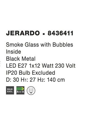 NOVA LUCE závěsné svítidlo JERARDO kouřové sklo s bublinkami uvnitř černý kov E27 1x12W IP20 bez žárovky 8436411