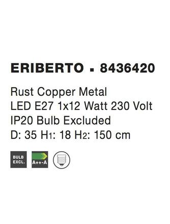 Nova Luce Závěsné měděné industriální svítidlo Eriberto - pr. 350 x 180 x  1320 mm, 60 W, měď NV 8436420