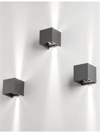 NOVA LUCE venkovní nástěnné svítidlo COMO tmavě šedý hliník LED 2x3W 3000K 3000K 220-240V nastavitelný úhel 0-90st. IP54 847407