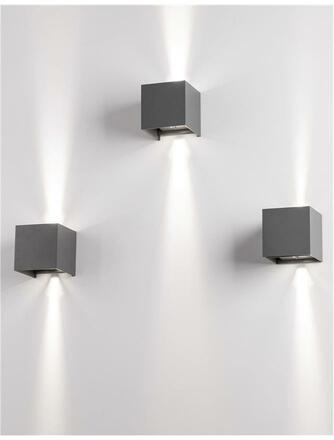 NOVA LUCE venkovní nástěnné svítidlo COMO tmavě šedý hliník LED 2x3W 3000K 3000K 220-240V nastavitelný úhel 0-90st. IP54 847407