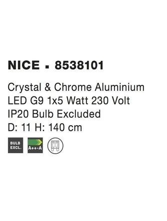 NOVA LUCE závěsné svítidlo NICE čirý křišťál a chromovaný hliník G9 1x5W 230V IP20 bez žárovky 8538101