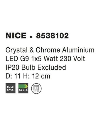 NOVA LUCE nástěnné svítidlo NICE čirý křišťál a chromovaný hliník G9 1x5W IP20 bez žárovky 8538102