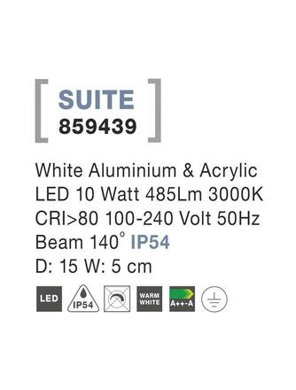 NOVA LUCE venkovní nástěnné svítidlo SUITE bílý hliník a akryl LED 10W 3000K 100-240V 140st. IP54 859439