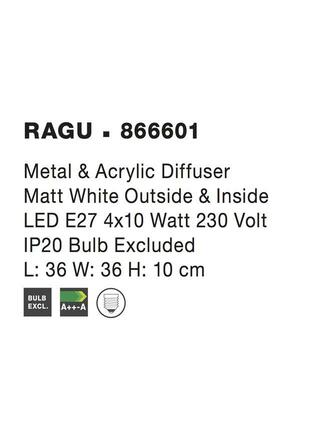 Nova Luce Moderní přisazené stropní svítidlo Ragu - 4 x 10 W, 360 x 360 mm, matná bílá NV 866601